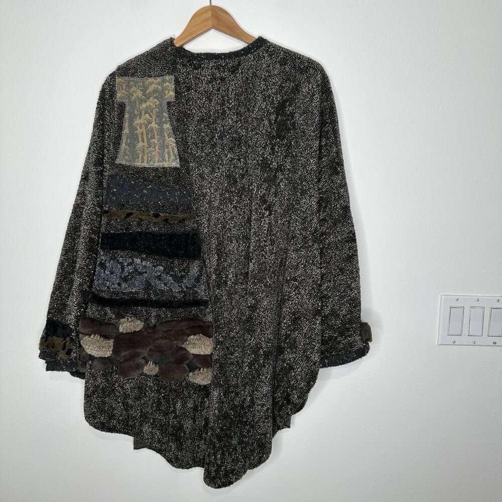 Lee Andersen‎ Sweater Cape Cardigan One Size Faux fur Trim